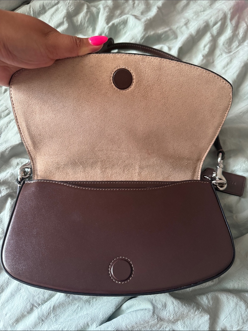 COACH Andrea Brown Signature Shoulder Bag with matching wallet - Picture 4 of 8